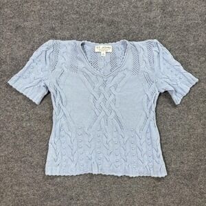 St John Collection Sweater Womens 4 Blue Short Sleeve Knit Made‎ USA Marie Gray